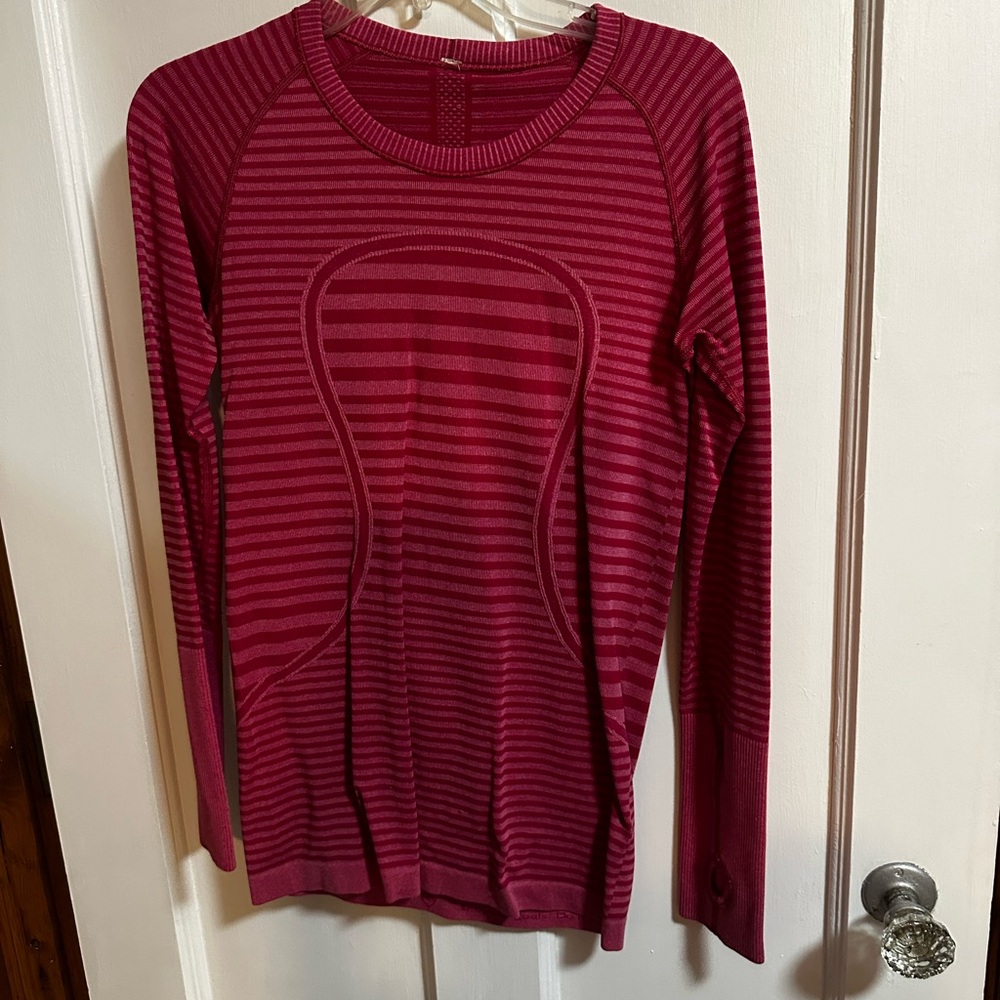 Striped Pink Long Sleeve Women's Top